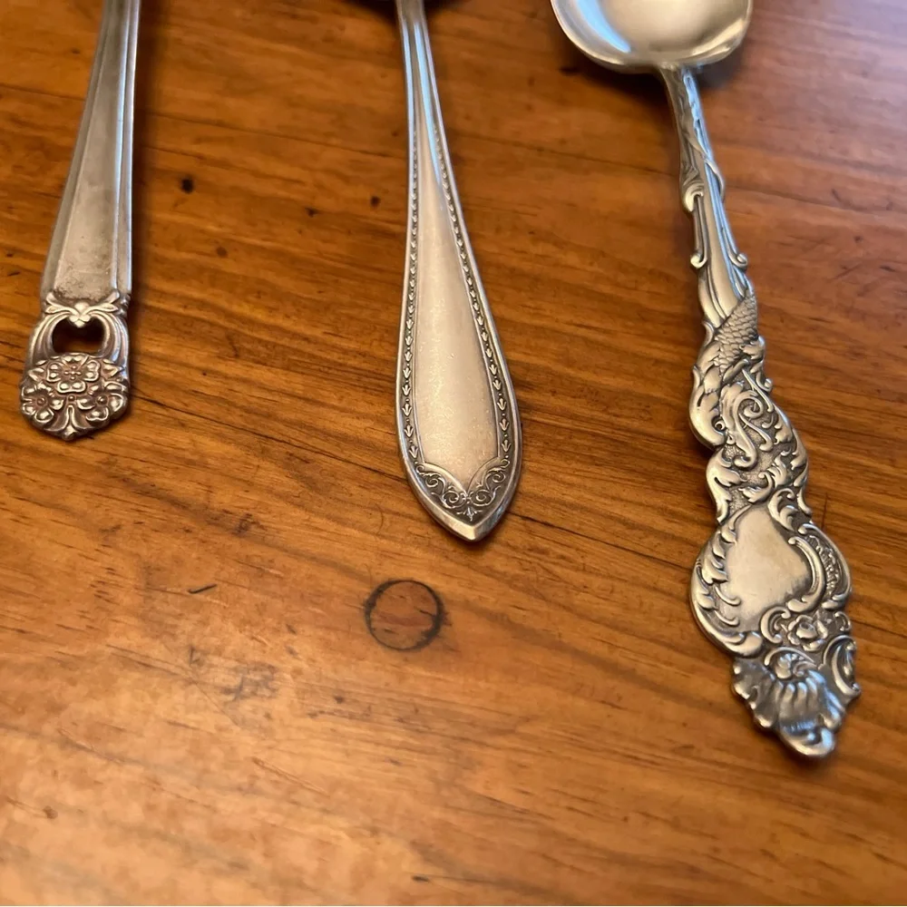 3 Lovely Silver Serving Spoons